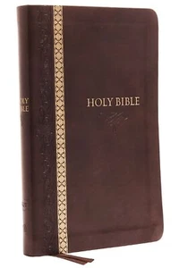 KJV, Thinline Bible, Leathersoft, Brown, Thumb Indexed, Red Letter, Comf .. NEW - Imagen 1 de 1