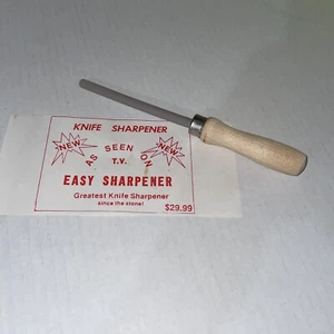 Ceramic Knife Sharpener 8" Overall Made in USA Wood Handle Honing Rod NOS - Picture 1 of 6