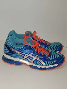 Asics GEL-Cumulus 15 Blue Neon Orange Running Shoes Womens 8.5 T3C5N - Picture 1 of 12