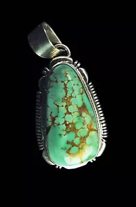 Pale Green Turquoise Pendant - Navajo Handmade - Picture 1 of 3