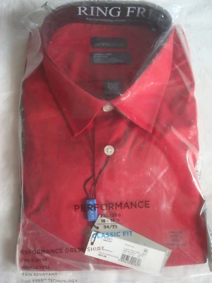 Mens Dress Shirt Red Classic Fit Size 2X 18-18 1/2 34/35 - Image 1 of 2