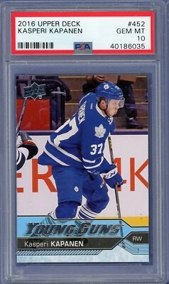 2016-17 Upper Deck #452 Kasperi Kapanen Young Guns Rookie PSA 10 - Image 1 of 2