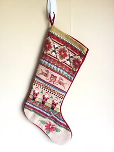 Calza natalizia tradizionale renna Babbo Natale punto ago lana vintage - Foto 1 di 6
