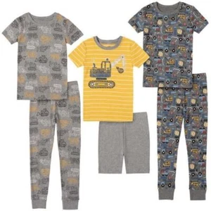 Kids Headquarters 6 Piece Pajamas Set Cotton Construction Vehicles Size 5 Boys - Picture 1 of 9