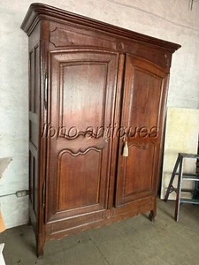ANTIQUE LATE 18th c. 1780s ORIGINAL FRENCH PROVINCIAL 2 DOOR ARMOIRE. SOLID WOOD - Picture 1 of 15