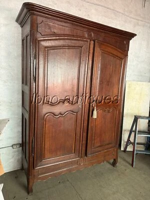 ANTIQUE LATE 18th c. 1780s ORIGINAL FRENCH PROVINCIAL 2 DOOR ARMOIRE. SOLID WOOD - Image 1 of 4