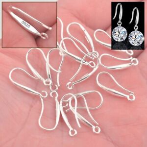 DIY 925 Stamped Silver Earring Hooks Ear Wires Jewellery Findings - 10 Pieces 