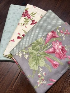 MODA Field Notes By Blackbird Designs 4 Yard Bundle Cream Floral/ Grey Floral - Picture 1 of 9