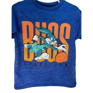 Space Jam Kids T-Shirt Size 5-6 Bugs Bunny Basketball Graphic Blue - Picture 1 of 6