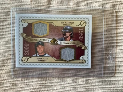 2009 SP LEGENDARY CUTS-GENERATIONS MEMORABILIA JETER/MATTINGLY GM-MJ!!!! - Image 1 of 2