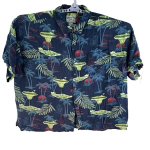 Big Dogs Cocktails & Palm Trees Linen Button Shirt Mens Sioze 4XL Blue - Picture 1 of 7