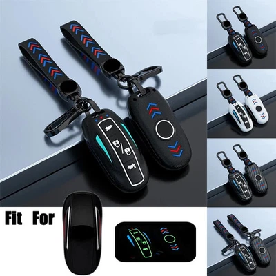 ABS Silicone Car Key Fob Case Cover With Keychain For Tesla Model X 2016-2020 - Image 1 of 4