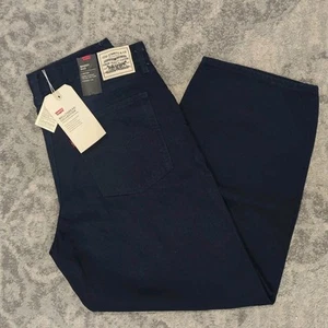 Levi's Women Baggy Dad Wide Leg Mid Rise Zip Fly Jeans Dark Blue Size 32 X 30 - Picture 1 of 7