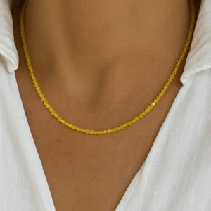 Natural Citrine 2mm Beads Choker Minimalist Dainty Healing Women Necklace Gift - Picture 1 of 5
