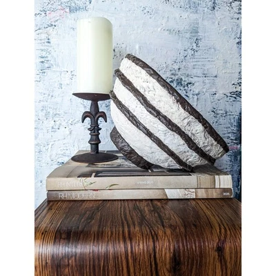 Hecho a mano wabi sabi papel maché tazón de arcilla decoración minimalista escultura arte orgánico Foto 1 de 4