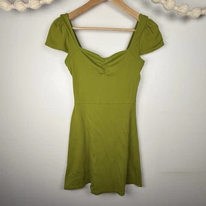 Wild Fable Green Ribbed Mini Dress W/ Scrunched Heart Neckline Womens Size Small - Picture 1 of 9