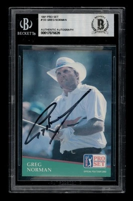 Juego profesional 1991: #133 Greg Norman automático BGS AUTÓGRAFO AUTÉNTICO Foto 1 de 3