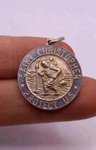 Vintage IBB London Sterlingsilber St Christophorus Anhänger Reisende Talisman  - Bild 1 von 5