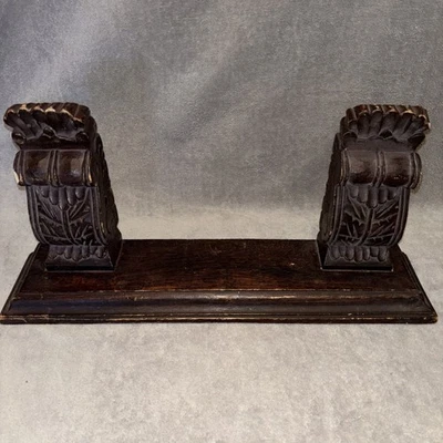 CARVED Wall Sconce Shelf mahogany WOOD hand carved Florentine - Image 1 of 4