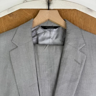 Jos A Bank Suit Mens 46S Gray 2 Button Signature Wool Silk Pants 42x28 Flat - Image 1 of 4