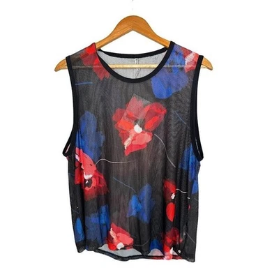 Camiseta sin mangas Fabletics negra de malla floral activa atlética Harleen para mujer talla XXL Foto 1 de 4