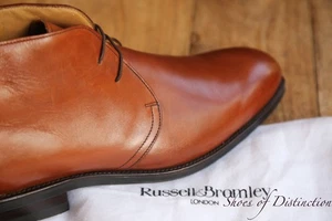 Russell & Bromley Tan Brown Leather Chukka Boots Shoes Men's UK 12 US 13 EU 46 - Picture 1 of 12