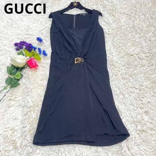 Gucci abito senza maniche cache core rayon nero 34 XS 84695c