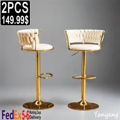 Adjustable White Metal Bar Stool - Rustproof Indoor/Outdoor Counter Seat, Modern - Image 1 of 4