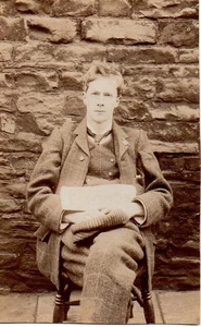 VINTAGE PHOTOGRAPH postcard: YOUNG MAN WEARING TWEED SUIT - Picture 1 of 1