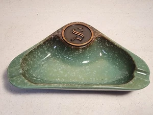 Vintage MCM Roseville Green Hyde Park Monogram Ashtray - Picture 1 of 5