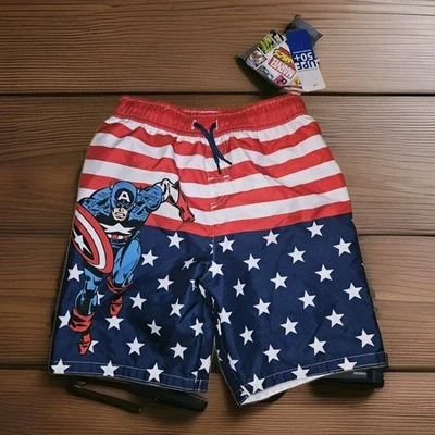 NUEVO CON ETIQUETAS Marvel Stars & Stripes Capitán América Board Shorts Bañador Niños Talla 7  Foto 1 de 4