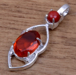 Colgante Joyería Chapado en Plata Piedras Preciosas Simuladas Cuarzo Granate Rojo 2 a499 - Imagen 1 de 3