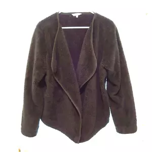 Womens Juicy Couture Cozy Open-Front Black Sherpa Fleece Cardigan Size XL - Picture 1 of 3