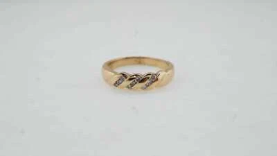 18k 黄金房地产销售钻石戒指 尺寸 8 复古精美珠宝 0.18 TCW — 第 1/4 张图片