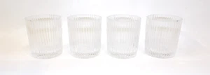 Set 4 Vertigal Ribbed Heavy Crystal Glasses Old Fashioned Vintage Barware - Picture 1 of 4