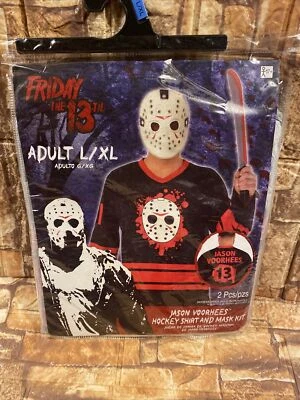 Friday The 13th Jason Voorhees Hockey Shirt & Mask Kit Adult Large / XLarge 2 Pc - Image 1 of 4