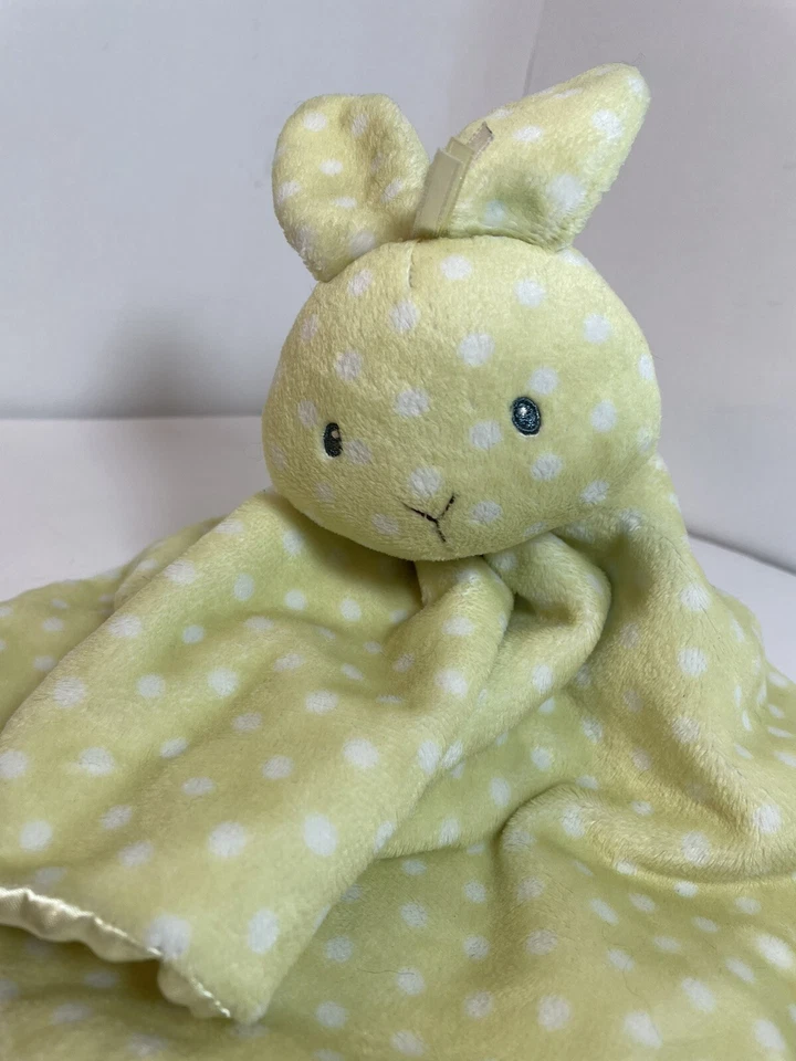 Plush Bunny Security Blanket Satin Yellow Polka Dot Roly Polys Rabbit Lovey - Image 1 of 4
