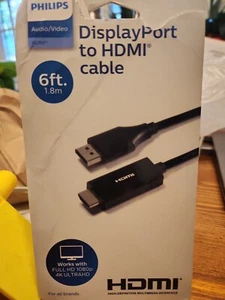 Philips DisplayPort To HDMI Cable 6ft/1.8m - Picture 1 of 4