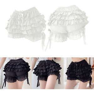 Womens Tiered Frilly Bloomers Shorts Bowknot Heart-shaped Hollow Out Culottes