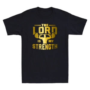 The Lord is my Strength Funny Jesus Workout Christian Gym Novelty Men's T-Shirt - Picture 1 of 8