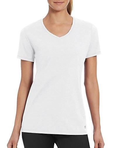 NEW CHAMPION Women Athletics Jersey V Neck T Shirt White XL Vapor X-TempNWT TUE4 - Image 1 of 1