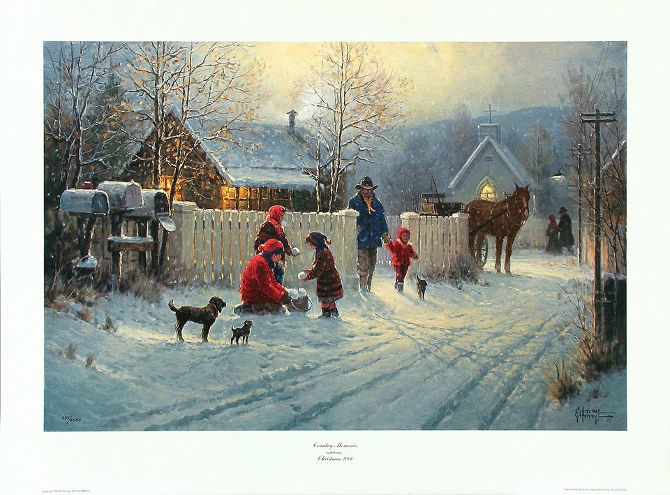 Litografía de medio tono G. Harvey S&N edición limitada 387/2450 1992 ¡RECUERDOS DE PAÍS, belleza! Foto 1 de 1