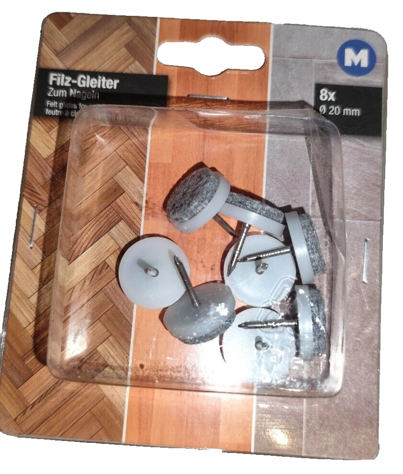 Gleiter Filz-Gleiter Ø 20 mm Mit Nagel  weiß  8 Stück Anti Kratz Untersetzter - Bild 1 von 1