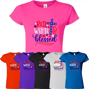 Jesus Cross Blesseds Women's T-Shirt Christian Religious God Faith USA Gift Tee - Picture 1 of 12