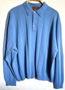 Tasso Elba wunderschöner hellblauer 100% Kaschmir Polopullover, XXL - Bild 1 von 6