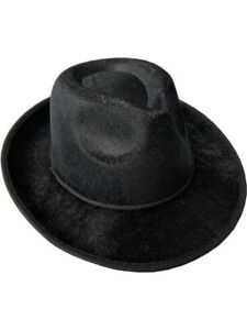 Black Fedora Hat Adult Roaring 20s Men's Costume Accessory Gangster Cowboy