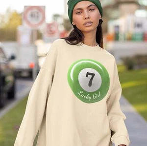 Lucky Girl # 7 Green Ball Sweatshirt - Picture 1 of 14