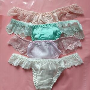 3pcs Girls 100% Silk Thongs Bikinis Underwear Panties Size 6-9 Kids Knickers