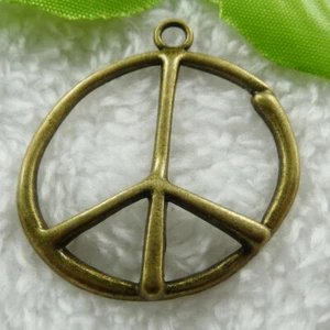 Free Ship 56 pcs bronze plated peace symbol charms pendant 43x39mm B515 - Picture 1 of 4