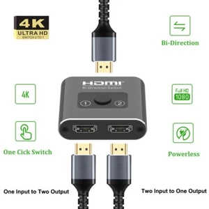 Bi- direction 4K HDMI Cable Splitter Ultra HDMI Switcher 1 in 2 out & 2 in 1 out - Picture 1 of 8
